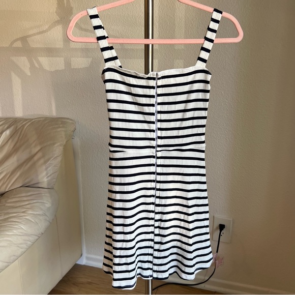 Reformation Nellie striped ribbed mini tank dress white blue XS - Picture 3 of 11